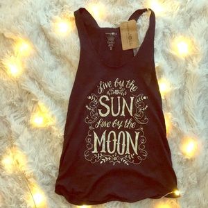 NWT!! Tank top “Live by the sun Love by the moon”